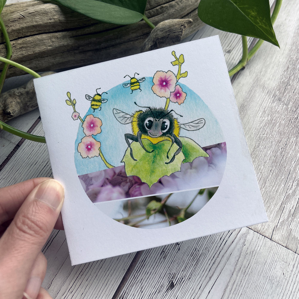 Note Card Set - 4" square size - Bees and Blossoms