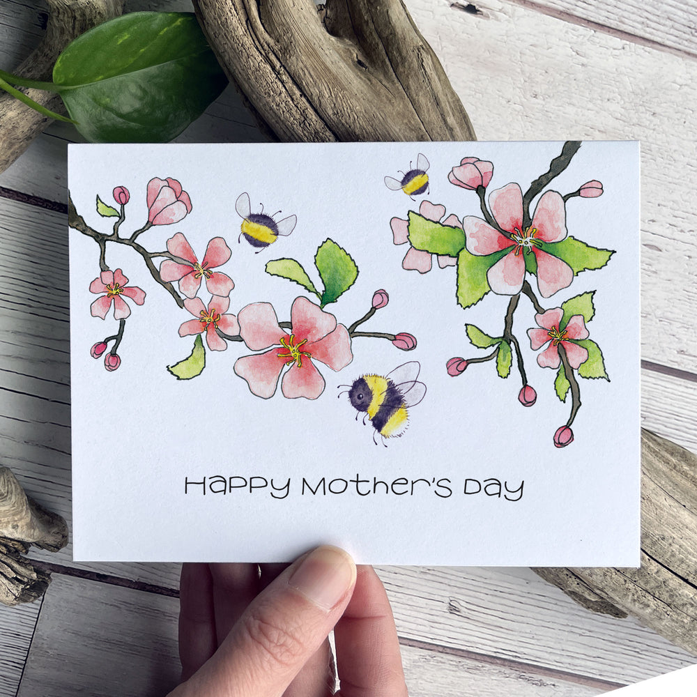 Greeting Card - Happy Mother's Day - Bees and Apple Blossoms