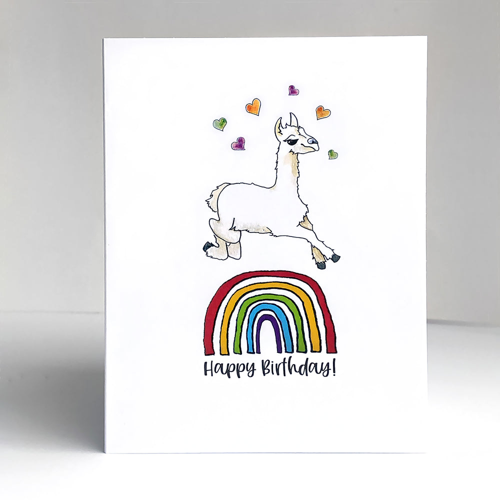 Greeting Card - Llama and Rainbow - Happy Birthday