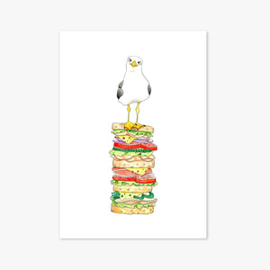 12x16 Art Print - Seagull and Sandwich