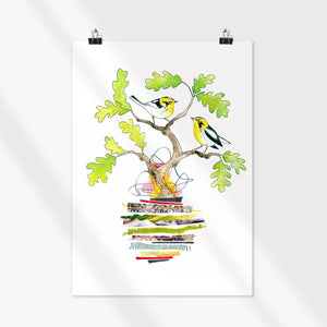 12x16 Art Print - Songbird Series - Yellow Throated Warblers