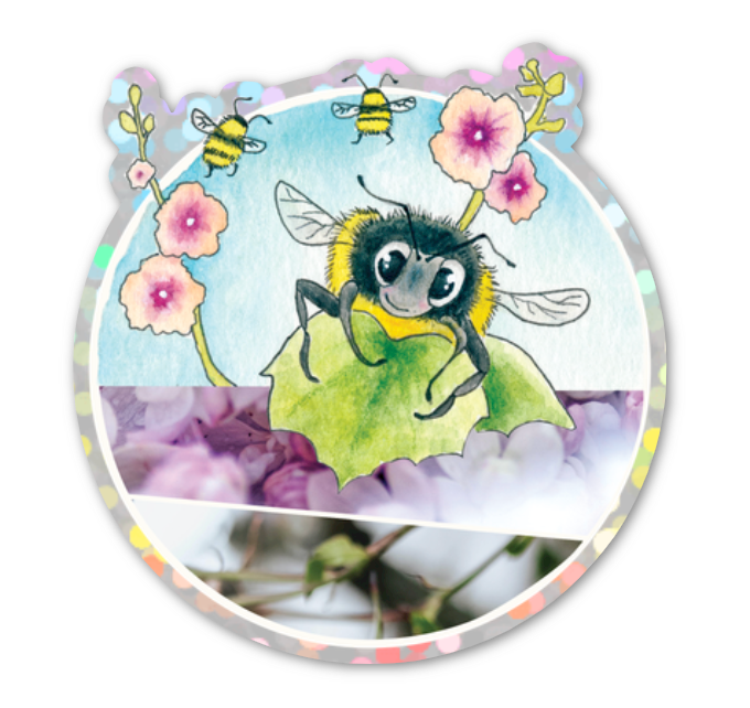holographic vinyl sticker - Bees and Blossoms