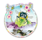 holographic vinyl sticker - Bees and Blossoms