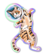holographic vinyl sticker - Space Cat - tiger tabby