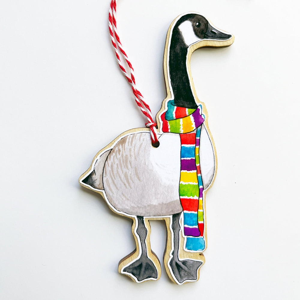 Holiday Wooden Ornament - Goose