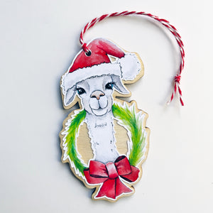 Holiday Wooden Ornament - Llama