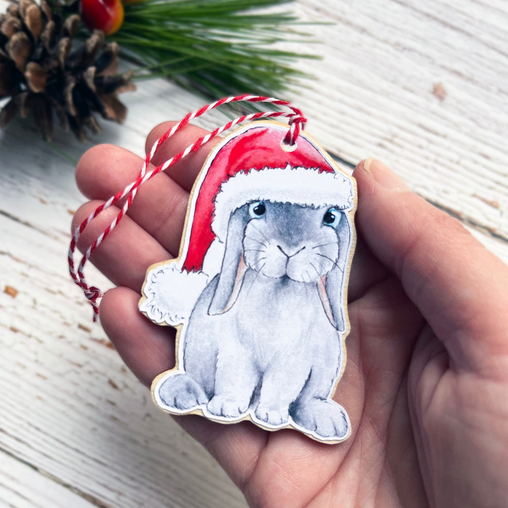Holiday Wooden Ornament - Rabbit