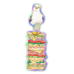 holographic vinyl sticker - seagull on sandwich