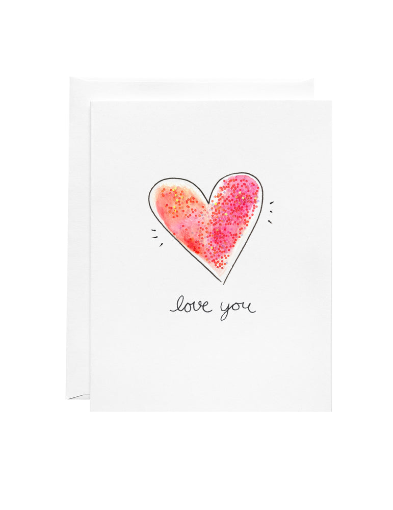 Greeting Card - Love You - Glitter Heart