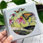 Note Card Set - 4" square size - Monarchs and Wildflowers