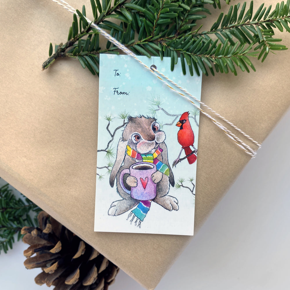 Holiday Gift Tags - 15 pack - Rabbit and Cardinal