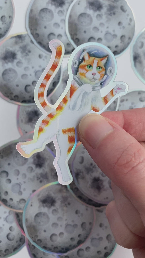 
                
                    Load and play video in Gallery viewer, Orange Tabby Space Cat Sticker
                
            