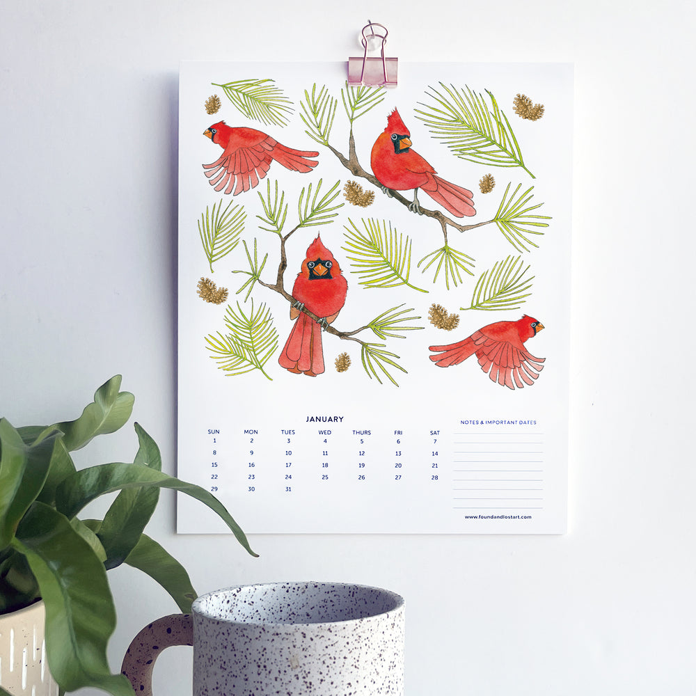 2023 Hanging Calendar With Rose Gold Clip