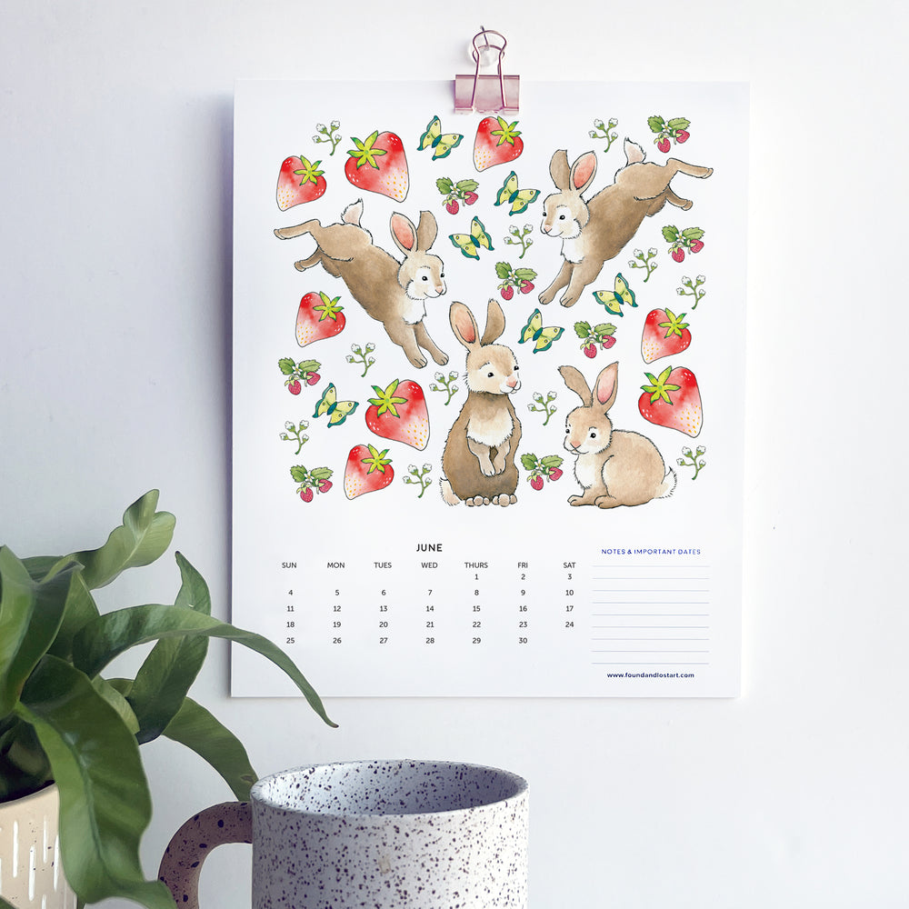 2023 Hanging Calendar With Rose Gold Clip