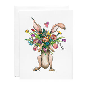 Greeting Card - Bunny with Flowers