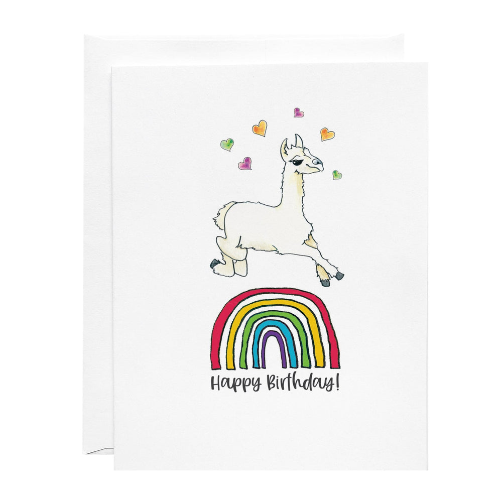 Greeting Card - Llama and Rainbow - Happy Birthday