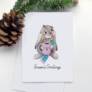 Holiday Greeting Card - Rabbit and Cardinal