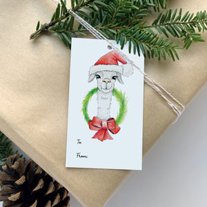 Holiday Gift Tags - 15 pack - Llama with Holiday Wreath