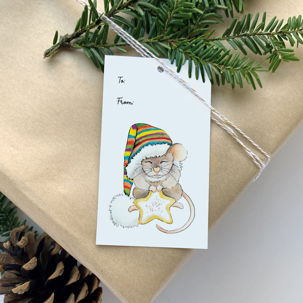 
                
                    Load image into Gallery viewer, Holiday Gift Tags - 15 pack - Mouse with Sprinkle Cookie
                
            