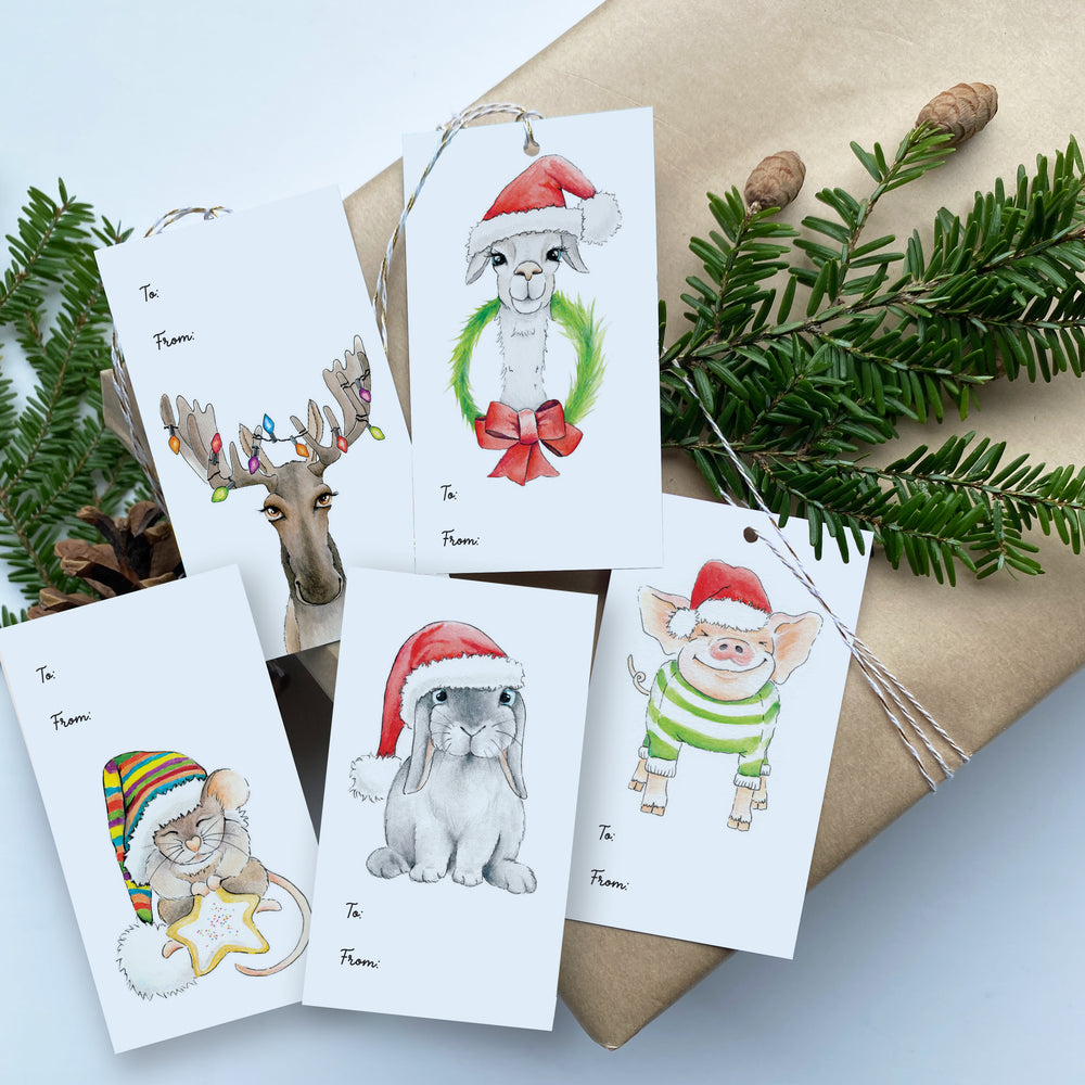 Assorted Holiday Gift Tags - 15 pack - five different designs