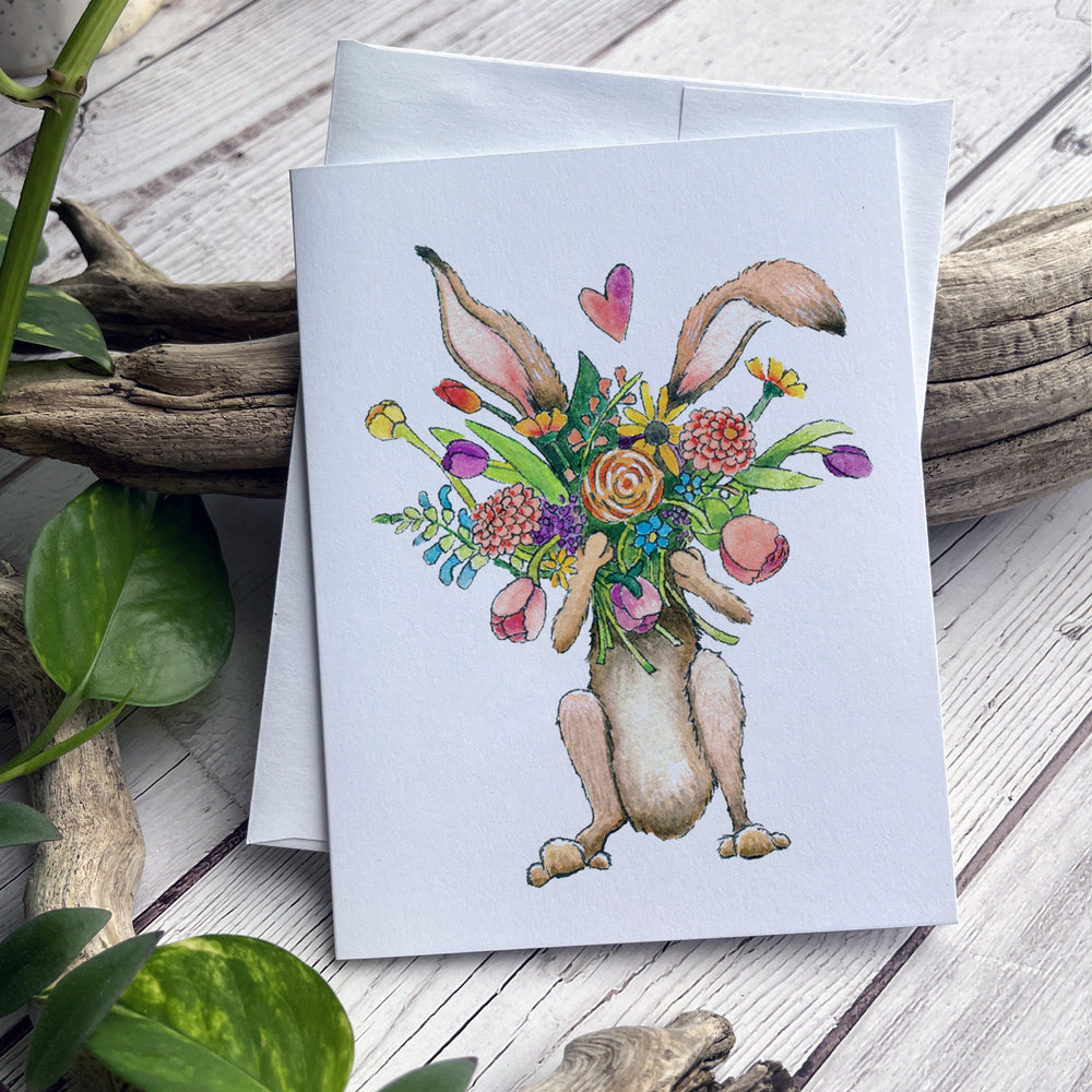 
                
                    Load image into Gallery viewer, Mother&amp;#39;s Day Card, Card for Mom, Cute Card for Mom, Wildflower Card, Rabbit Card, Watercolour Card, Flower Art Card, Garden Card
                
            