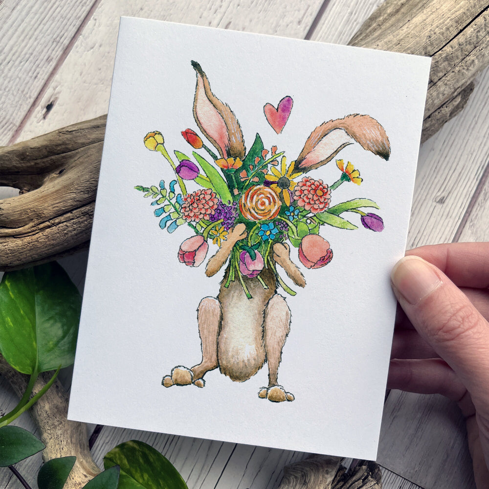 
                
                    Load image into Gallery viewer, Mother&amp;#39;s Day Card, Card for Mom, Cute Card for Mom, Wildflower Card, Rabbit Card, Watercolour Card, Flower Art Card, Garden Card
                
            