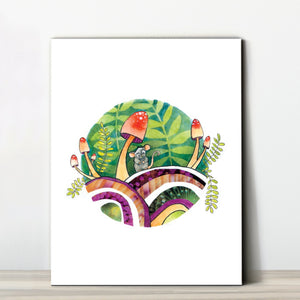 
                
                    Load image into Gallery viewer, 5x7 Art Print - Mouse with Mushrooms
                
            