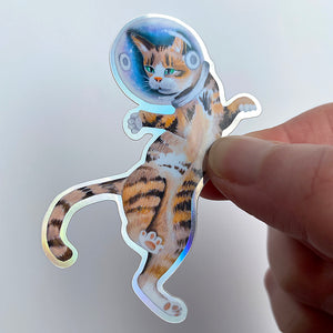 
                
                    Load image into Gallery viewer, Tiger Tabby Space Cat Sticker
                
            
